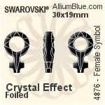スワロフスキー Female Symbol ファンシーストーン (4876) 30x19mm - クリスタル エフェクト 裏面プラチナフォイル