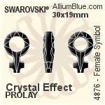 スワロフスキー Female Symbol ファンシーストーン (4876) 30x19mm - クリスタル 裏面プラチナフォイル