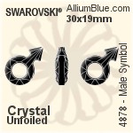 Swarovski Male Symbol Fancy Stone (4878) 30x19mm - Crystal Effect With Platinum Foiling
