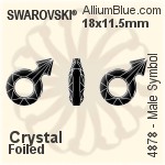 施華洛世奇 Male Symbol 花式石 (4878) 18x11.5mm - 透明白色 白金水銀底