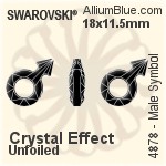 スワロフスキー Male Symbol ファンシーストーン (4878) 18x11.5mm - クリスタル エフェクト 裏面にホイル無し