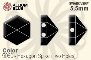 スワロフスキー Hexagon Spike (Two Holes) ビーズ (5060) 5.5mm - カラー
