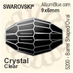 施华洛世奇 Barrel Shaped/Oval 串珠 (5200) 9x6mm - Clear Crystal