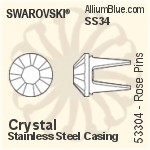 Swarovski Rose Pin (53304), Stainless Steel Casing, With Stones in SS34 - Crystal Effects