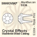 Swarovski Rose Pin (53304), Stainless Steel Casing, With Stones in SS34 - Color Effects