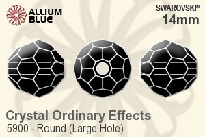施華洛世奇 圓形 (Large Hole) 串珠 (5900) 14mm - 白色（半塗層）