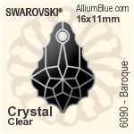 施華洛世奇 羽翼 平底石 (2770) 6x3.5mm - 透明白色 白金水銀底