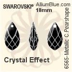 Swarovski Metallic Cap Pear-shaped Pendant (6565) 18mm - Crystal Effect