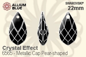 Swarovski Metallic Cap Pear-shaped Pendant (6565) 22mm - Crystal Effect