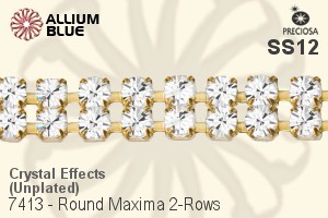 Preciosa Round Maxima 2-Rows Cupchain (7413 7174), Unplated Raw Brass, With Stones in PP24 - Crystal Effects