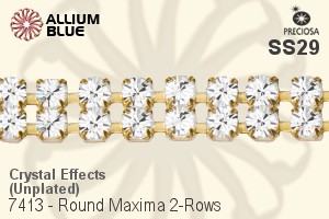 Preciosa Round Maxima 2-Rows Cupchain (7413 7182), Unplated Raw Brass, With Stones in SS29 - Crystal Effects
