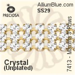 Preciosa Round Maxima 3-Rows Cupchain (7413 7183), Unplated Raw Brass, With Stones in SS29 - Crystal Effects