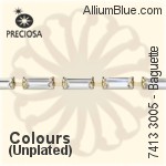 Preciosa Baguette Maxima Cupchain (7413 3005), Unplated Raw Brass, With Stones in 7x3mm - Colours