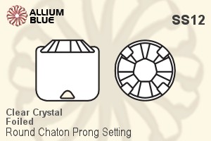 Premium Crystal Round Chaton in Prong Setting SS12 - Clear Crystal With Foiling