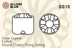 Premium Crystal Round Chaton in Prong Setting SS18 - Clear Crystal With Foiling