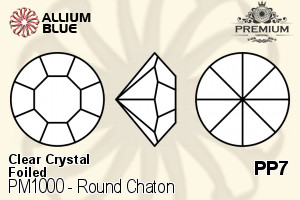 PREMIUM Round Chaton (PM1000) PP7 - Clear Crystal With Foiling