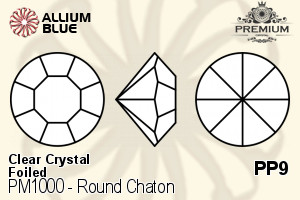 PREMIUM Round Chaton (PM1000) PP9 - Clear Crystal With Foiling