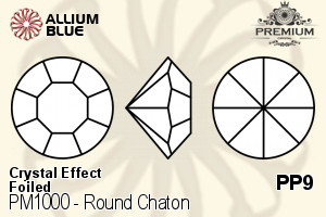 PREMIUM Round Chaton (PM1000) PP9 - Crystal Effect With Foiling