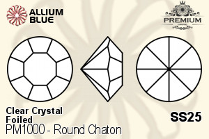PREMIUM Round Chaton (PM1000) SS25 - Clear Crystal With Foiling
