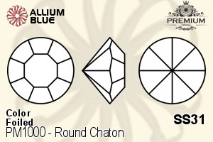 PREMIUM CRYSTAL Round Chaton SS31 Sapphire F