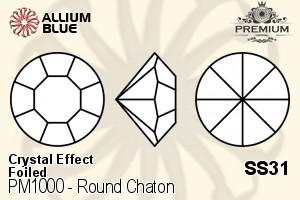 PREMIUM CRYSTAL Round Chaton SS31 Crystal Aurore Boreale F