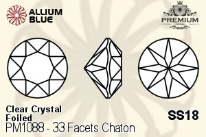 PREMIUM 33 Facets Chaton (PM1088) SS18 - Clear Crystal With Foiling