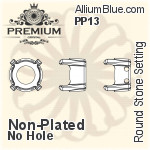 PREMIUM Round Stone Setting (PM1100/S), No Hole, PP13 (2mm), Unplated Brass