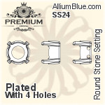 PREMIUM Round Stone Setting (PM1100/S), With Sew-on Holes, SS45 (9.8 - 10.2mm), Plated Brass