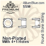 PREMIUM Round Stone Setting (PM1100/S), With Sew-on Holes, SS65 (15.4 - 15.7mm), Unplated Brass