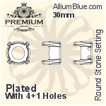 PREMIUM Round Stone Setting (PM1100/S), No Hole, 33mm, Unplated Brass