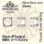 PREMIUM Round Stone Setting (PM1100/S), With Sew-on Holes, 33mm, Unplated Brass