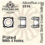 PREMIUM Round Stone Crown Setting (PM1103/S), With Sew-on Holes, SS16, Plated Brass