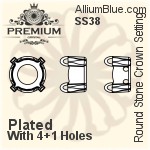 PREMIUM Navette 石座, (PM4200/S), 縫い穴付き, 8x4mm, メッキあり 真鍮