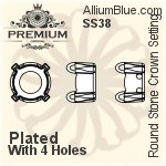 PREMIUM Round Stone Crown Setting (PM1103/S), With Sew-on Holes, SS38, Plated Brass
