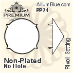 PREMIUM Rivoli 石座, (PM1122/S), 縫い穴なし, 14mm, メッキなし 真鍮