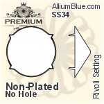 PREMIUM Rivoli 石座, (PM1122/S), 縫い穴なし, SS34 (7.4mm), メッキなし 真鍮