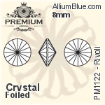 PREMIUM Rivoli (PM1122) 8mm - Clear Crystal With Foiling