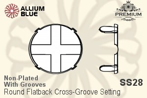 PREMIUM Round Flatback Cross-Groove Setting (PM2000/S), With Sew-on Cross Grooves, SS28 (6.1mm), Unplated Brass