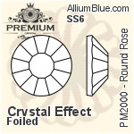 PREMIUM Round Rose Flat Back (PM2000) SS3 - Clear Crystal With Foiling