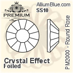 PREMIUM Round Rose Flat Back (PM2000) SS10 - Crystal Effect With Foiling
