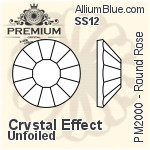 PREMIUM Round Rose Flat Back (PM2000) SS12 - Crystal Effect Unfoiled