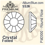 PREMIUM Round Rose Flat Back (PM2000) SS20 - Clear Crystal With Foiling