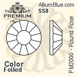 PREMIUM Round Rose Flat Back (PM2000) SS8 - Color Effect With Foiling