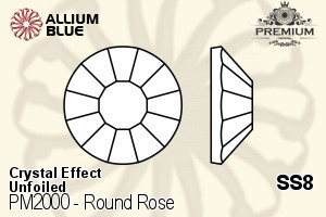 PREMIUM CRYSTAL Round Rose Flat Back SS8 Crystal Electric Orange