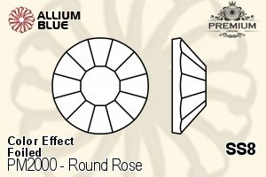 PREMIUM CRYSTAL Round Rose Flat Back SS8 Olivine AB F