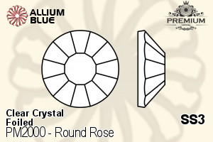 PREMIUM CRYSTAL Round Rose Flat Back SS3 Crystal F