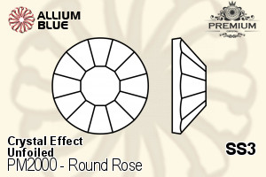 PREMIUM Round Rose Flat Back (PM2000) SS3 - Crystal Effect Unfoiled