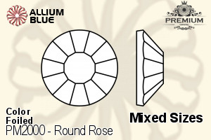PREMIUM CRYSTAL Round Rose Flat Back Mixed Sizes Mixed Color F