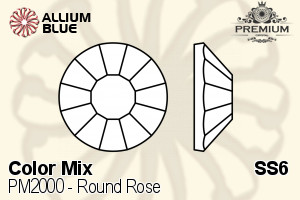 PREMIUM Round Rose Flat Back (PM2000) SS6 - Color Mix