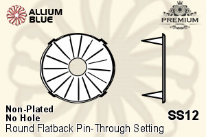 PREMIUM Round Flatback Pin-Through Setting (PM2001/S), Pin Through, SS12 (3.2mm), Unplated Brass